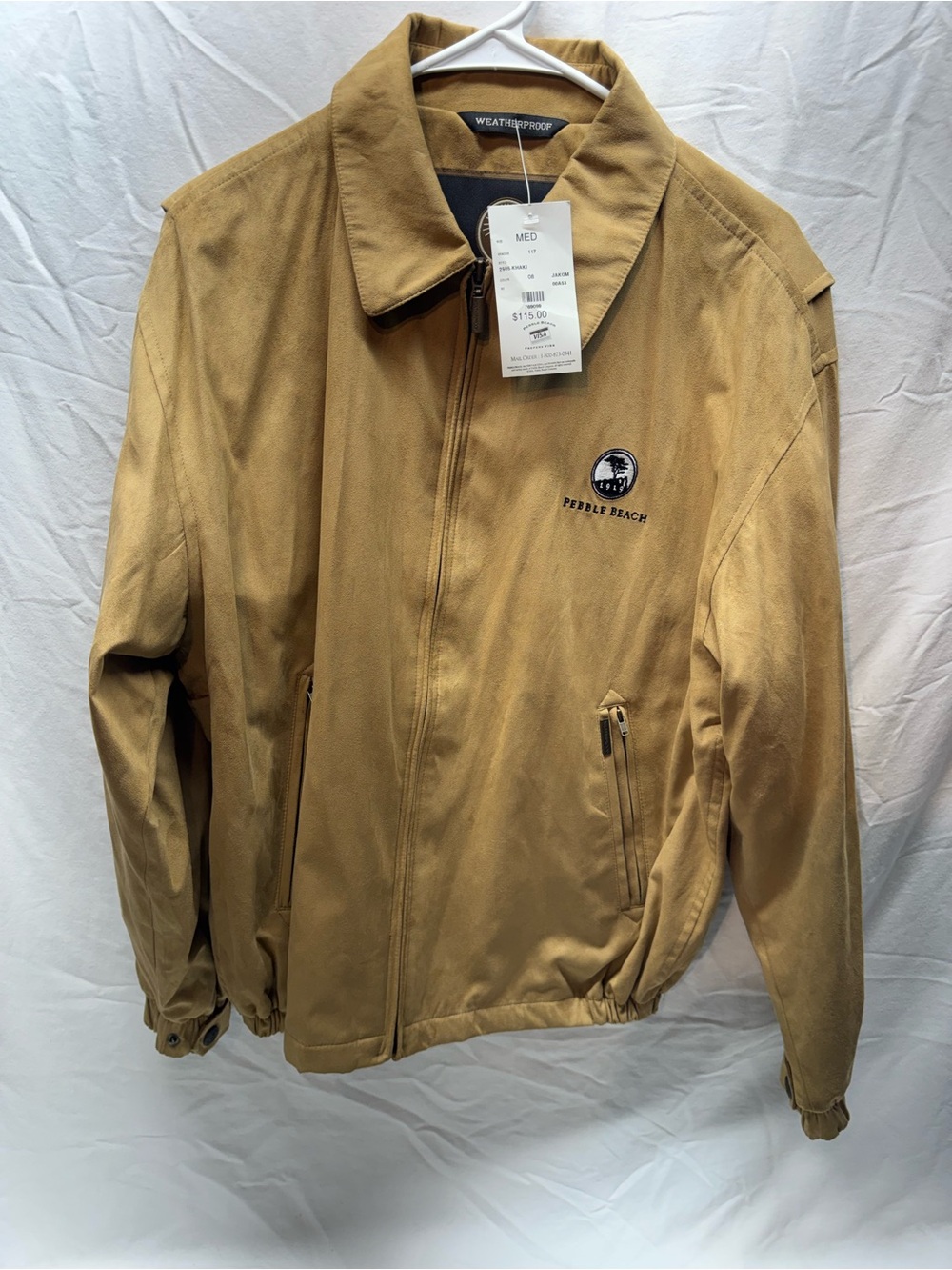 NWT Vintage 2003 Pebble Beach Weatherproof Golf Jacket Men’s M Tan $115